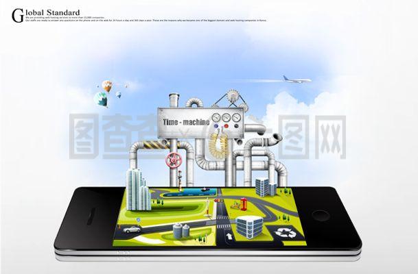 手机与工厂结合抠图广告设计